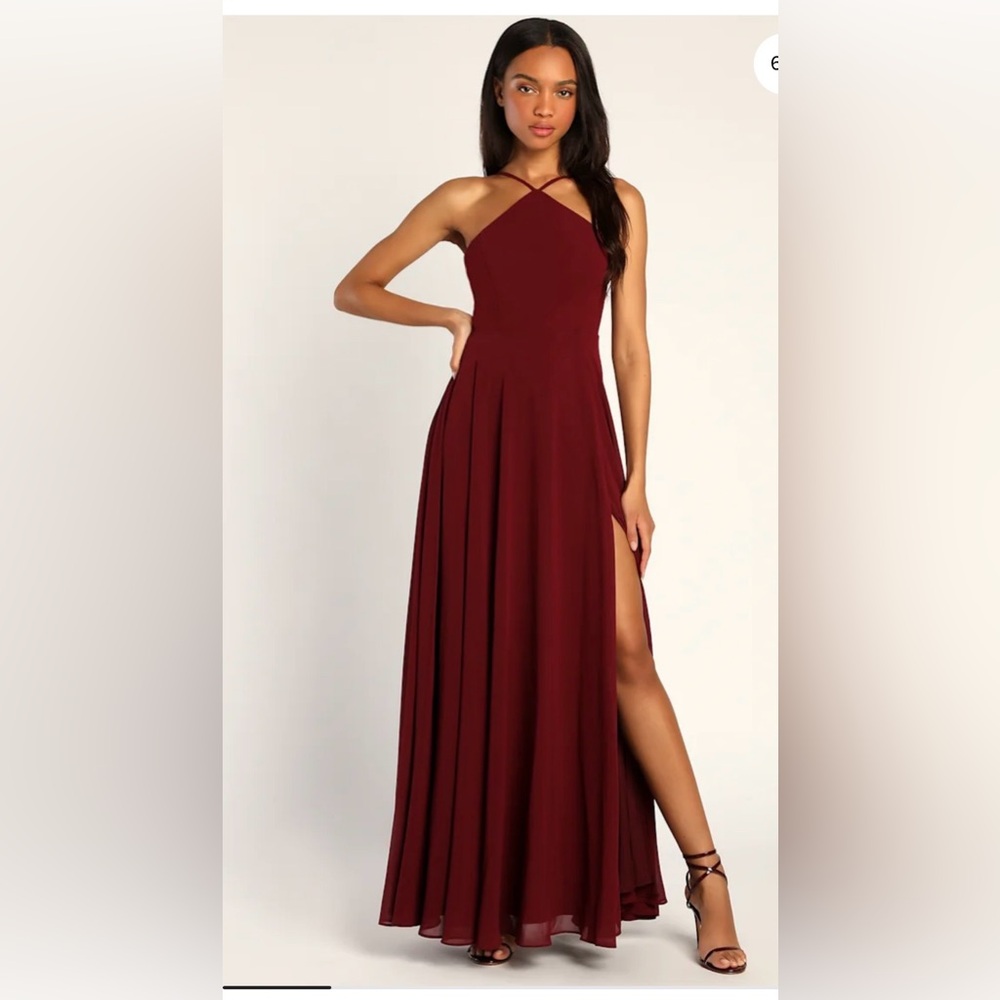 Lulu's Burgundy Backless Dress